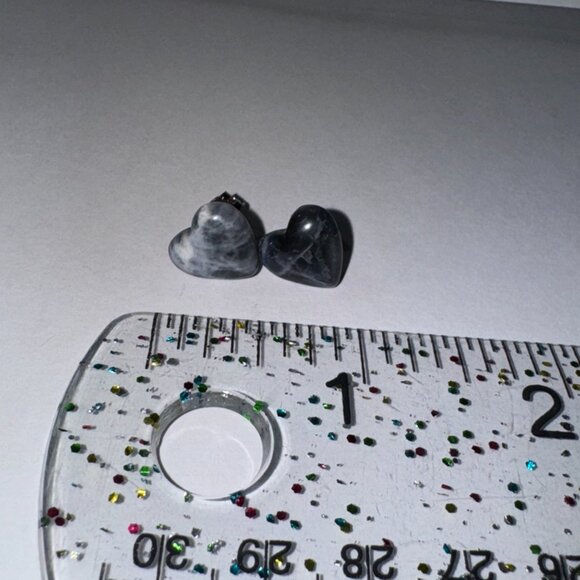 12 Mm Heart Shaped Sodalite Post Earrings - Picture 12 of 12